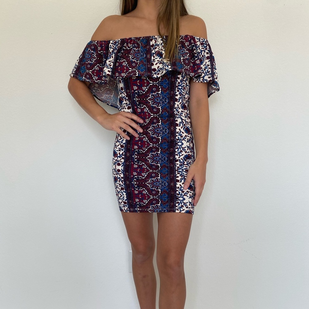 OTS ruffle bodycon dress